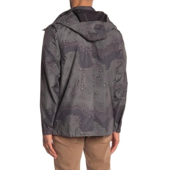 7 For All Mankind Mens Gray Camo Hooded Button Front Light Army Jacket Sz L New - Picture 2 of 9